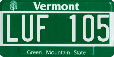 VT license plate LUF105