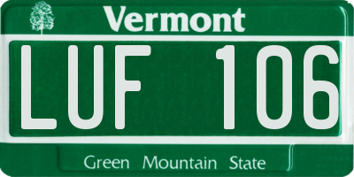 VT license plate LUF106