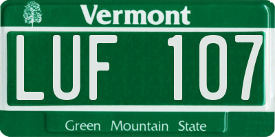 VT license plate LUF107