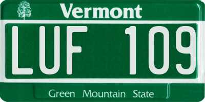 VT license plate LUF109