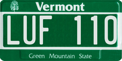 VT license plate LUF110