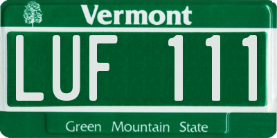VT license plate LUF111
