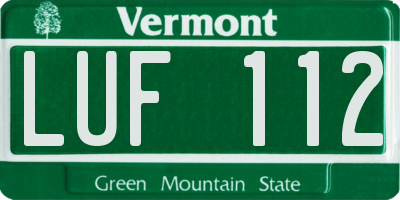 VT license plate LUF112
