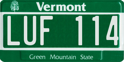 VT license plate LUF114