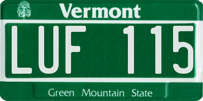 VT license plate LUF115