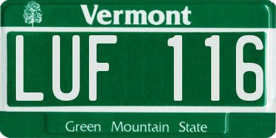VT license plate LUF116