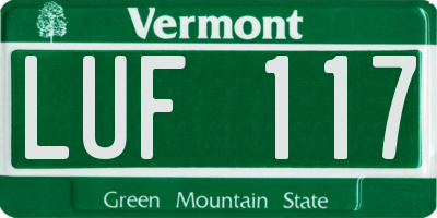 VT license plate LUF117