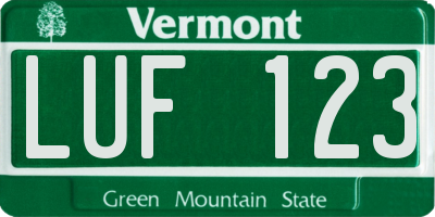 VT license plate LUF123
