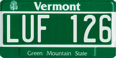 VT license plate LUF126
