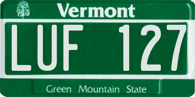 VT license plate LUF127
