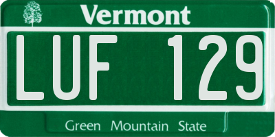 VT license plate LUF129