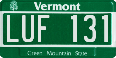 VT license plate LUF131