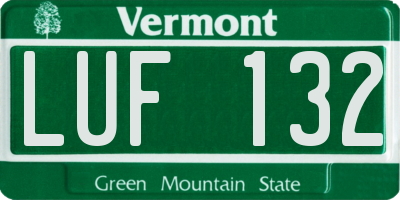 VT license plate LUF132