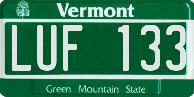 VT license plate LUF133