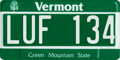 VT license plate LUF134
