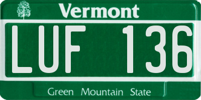 VT license plate LUF136