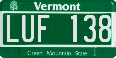 VT license plate LUF138