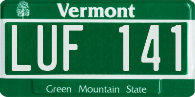 VT license plate LUF141