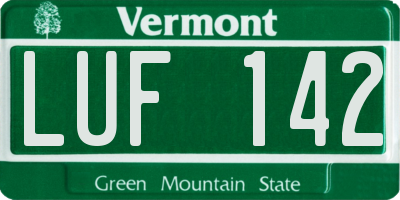 VT license plate LUF142