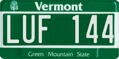 VT license plate LUF144