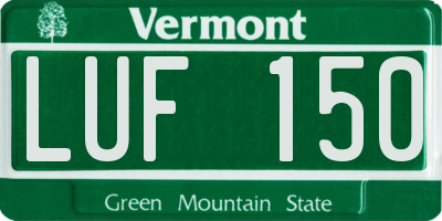 VT license plate LUF150