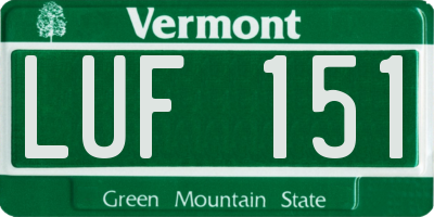 VT license plate LUF151