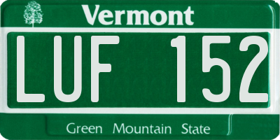 VT license plate LUF152