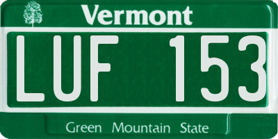 VT license plate LUF153