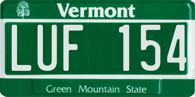 VT license plate LUF154