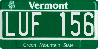 VT license plate LUF156