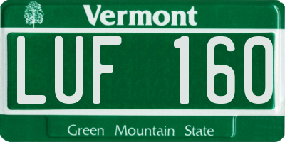 VT license plate LUF160
