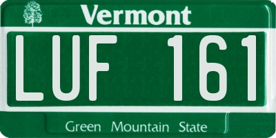 VT license plate LUF161