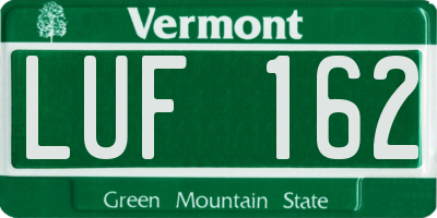VT license plate LUF162
