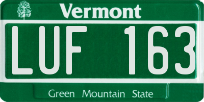 VT license plate LUF163