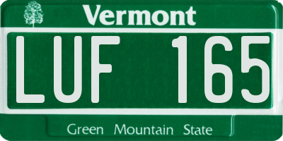 VT license plate LUF165