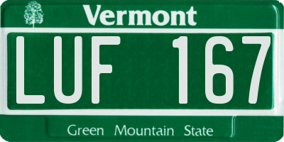 VT license plate LUF167
