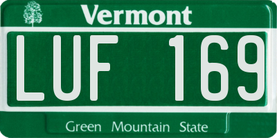 VT license plate LUF169