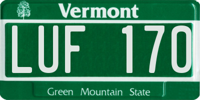 VT license plate LUF170