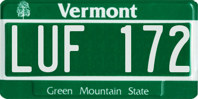 VT license plate LUF172
