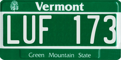 VT license plate LUF173