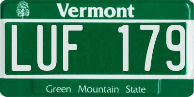 VT license plate LUF179