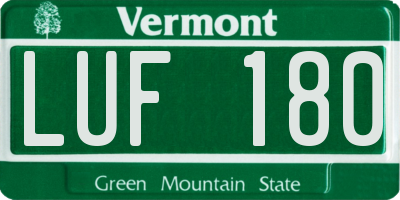 VT license plate LUF180