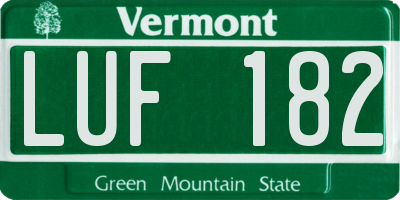 VT license plate LUF182