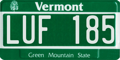 VT license plate LUF185
