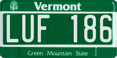 VT license plate LUF186