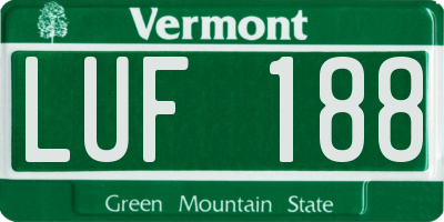 VT license plate LUF188