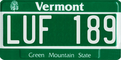 VT license plate LUF189