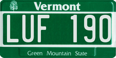 VT license plate LUF190