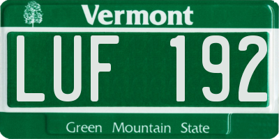 VT license plate LUF192