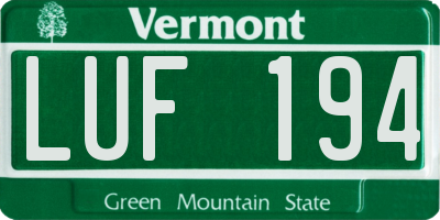 VT license plate LUF194